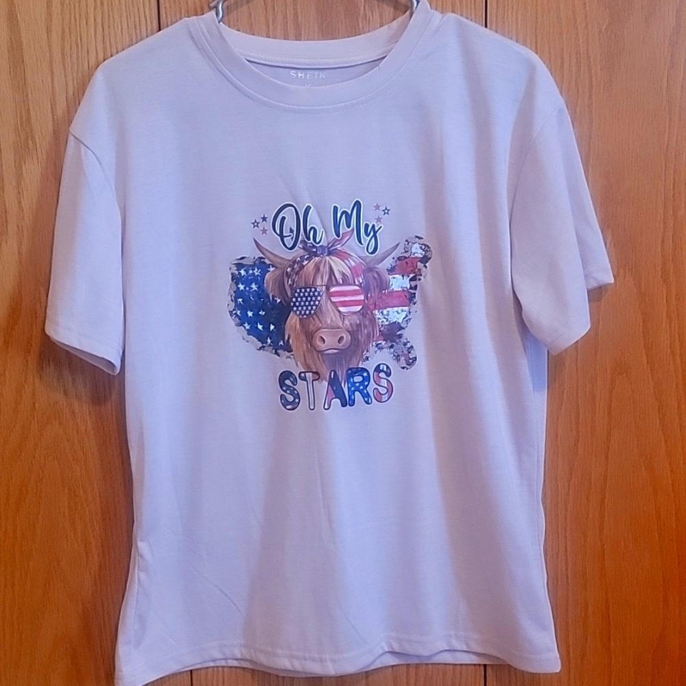4th of July Hyland Cow Shirt